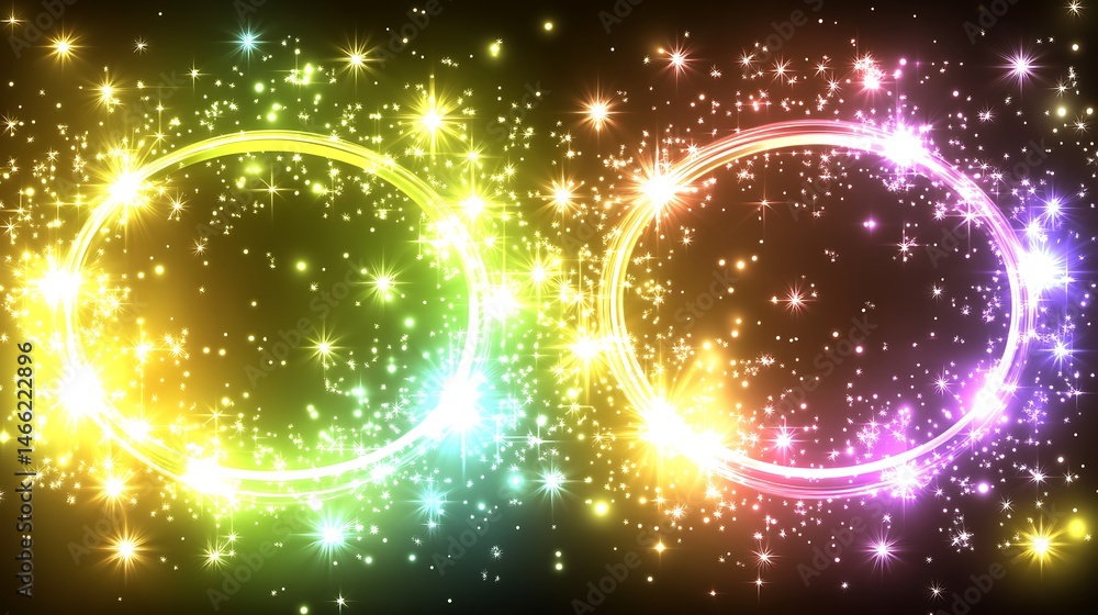Rainbow circles with glittering sparkles Rainbow circles with glittering sparkles