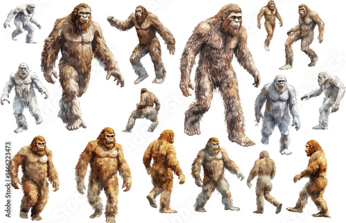 bigfoot watercolor clipart