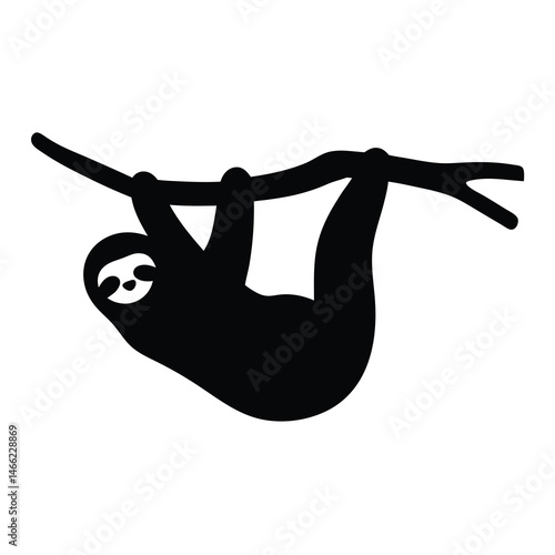 sloth vector silhouette icon - , ideal for wildlife, safari, and animal-themed illustrations.