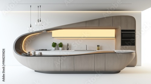 A contemporary and stylish kitchen counter interior.