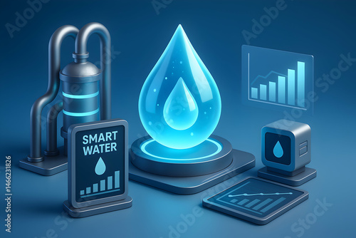 Obraz na płótnie Innovative smart water technology concept. w salonie