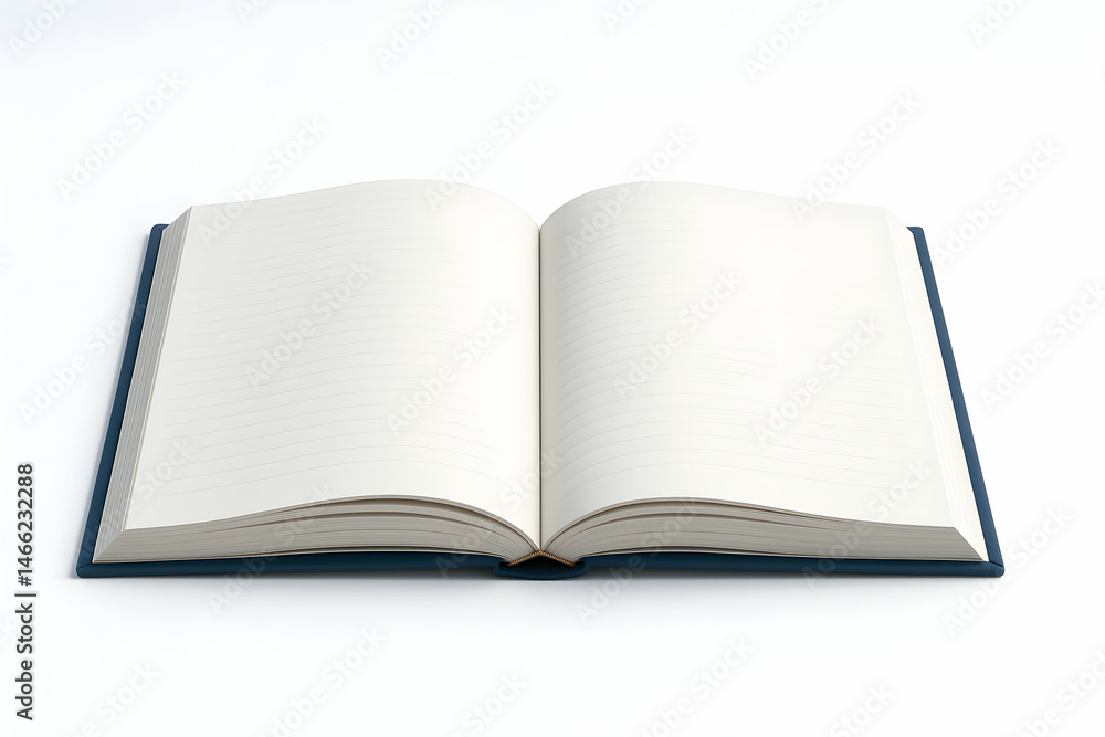 Open book on a white background.