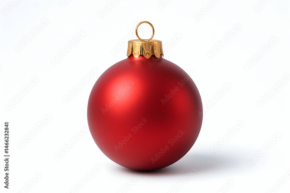 Shiny red Christmas ornament on a white background.