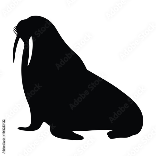 walrus vector silhouette icon - , ideal for wildlife, safari, and animal-themed illustrations.