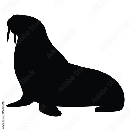 walrus vector silhouette icon - , ideal for wildlife, safari, and animal-themed illustrations.