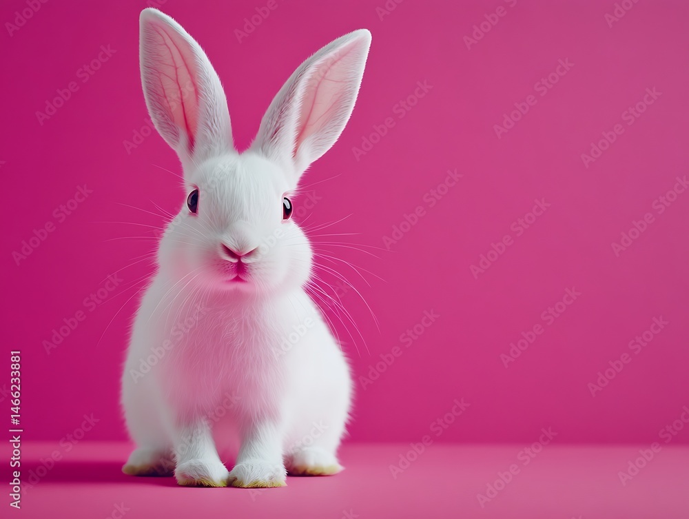 White Rabbit on Pink Background White Rabbit on Pink Background