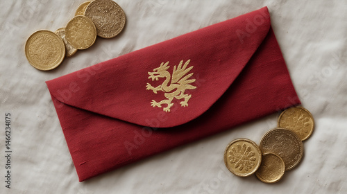 Red Envelope with Dragon Sy...
