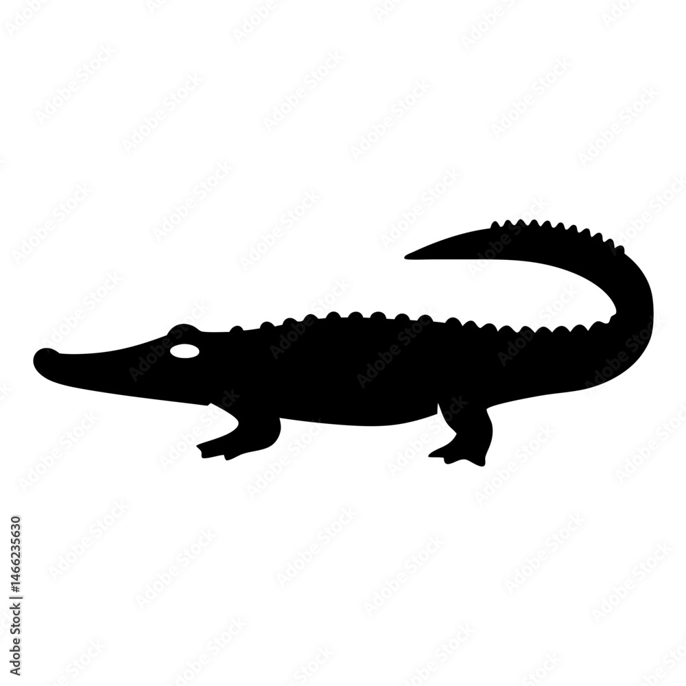 Naklejka premium crocodile vector silhouette icon - , ideal for wildlife, safari, and animal-themed illustrations.