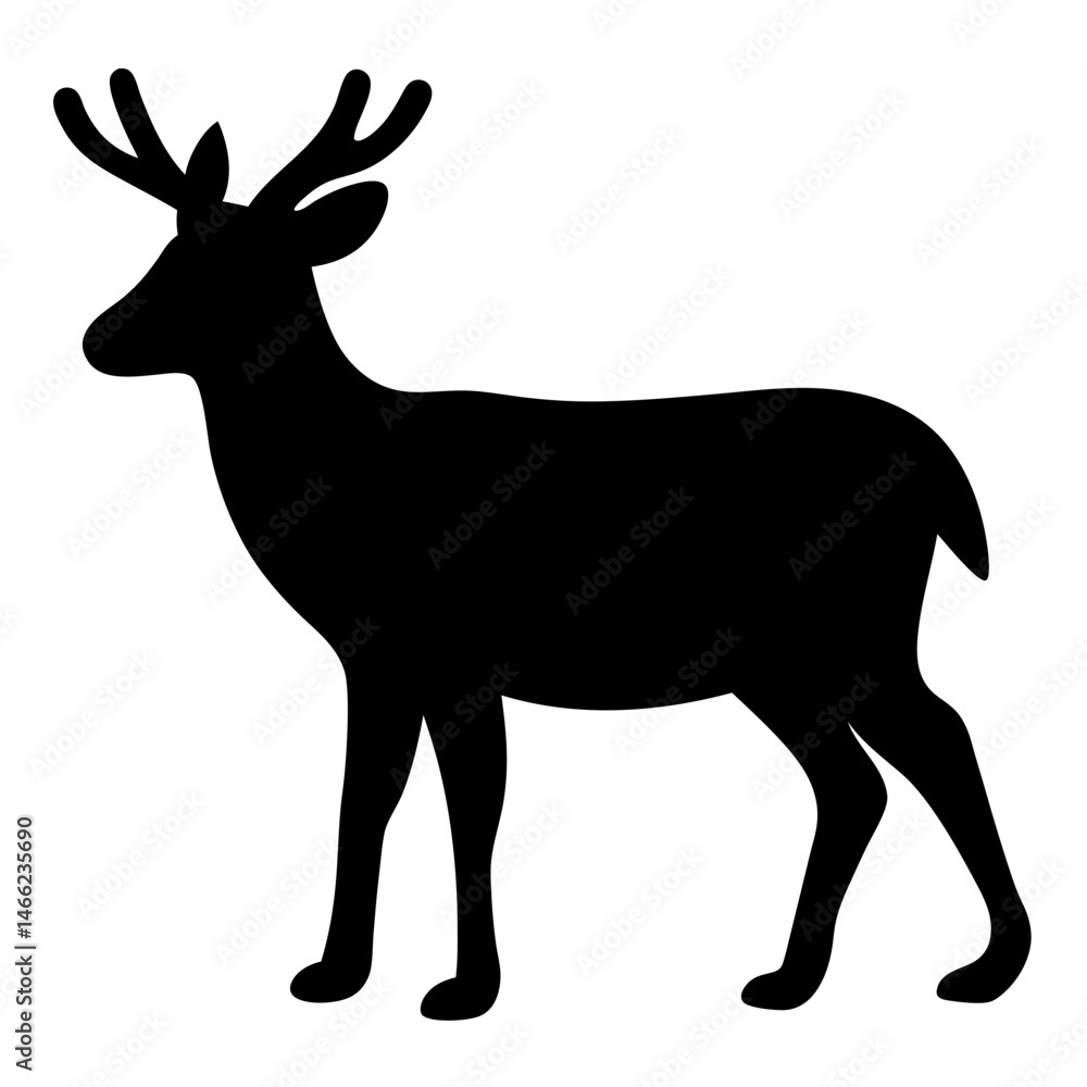 Fototapeta premium deer vector silhouette icon - , ideal for wildlife, safari, and animal-themed illustrations.