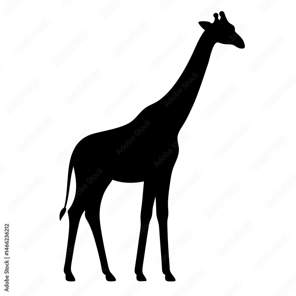 Obraz premium giraffe vector silhouette icon - , ideal for wildlife, safari, and animal-themed illustrations.