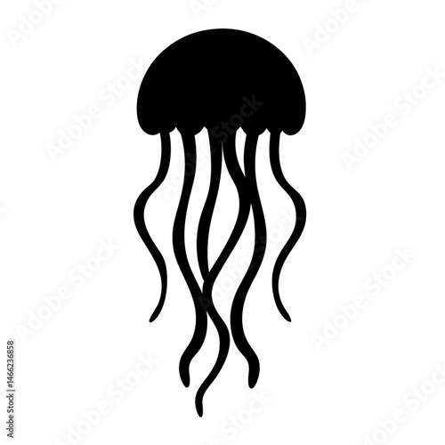 jellyfish vector silhouette icon - , ideal for wildlife, safari, and animal-themed illustrations.
