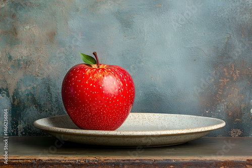 Single red apple soft focus still life photography