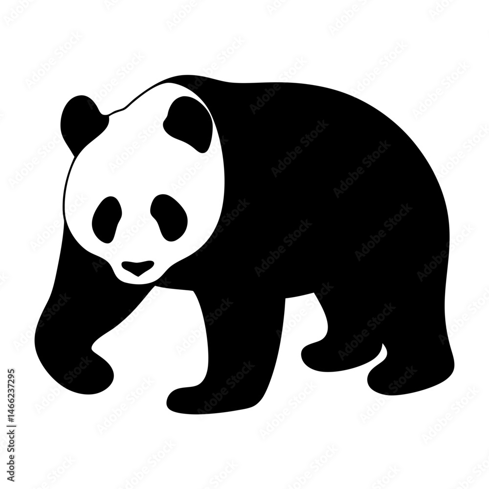 Fototapeta premium panda vector silhouette icon - , ideal for wildlife, safari, and animal-themed illustrations.