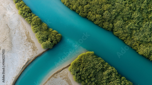 Aerial View of Serene River...