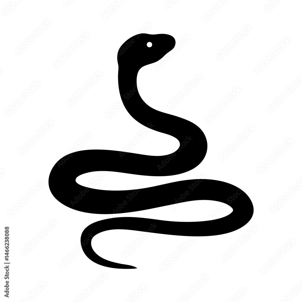 Fototapeta premium snake vector silhouette icon - , ideal for wildlife, safari, and animal-themed illustrations.