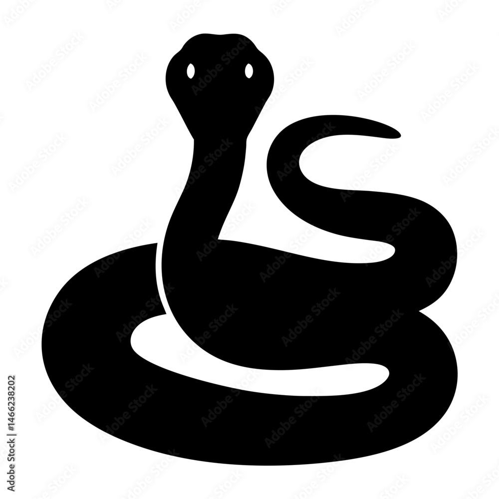 Fototapeta premium snake vector silhouette icon - , ideal for wildlife, safari, and animal-themed illustrations.