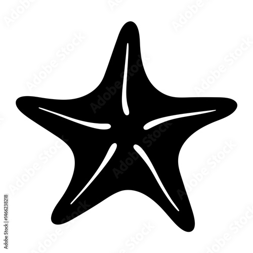 starfish vector silhouette icon - , ideal for wildlife, safari, and animal-themed illustrations.