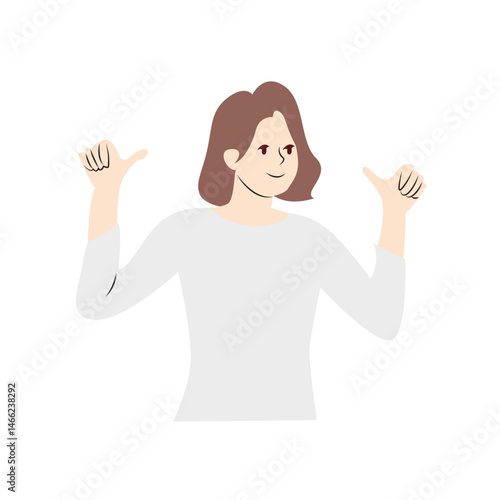 Woman Thumbs Up Self Portrait Illustration