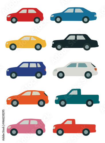 Colorful Vehicle Icons Collection Cars Trucks SUVs Graphics