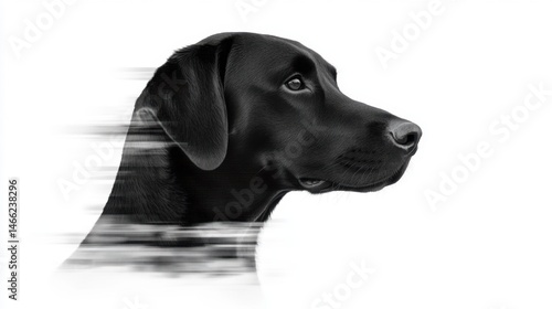 Wallpaper Mural Artistic pixel profile of Labrador in black and white on textured digital canvas Torontodigital.ca