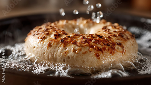 Sesame Bagel in Boiling Wat...
