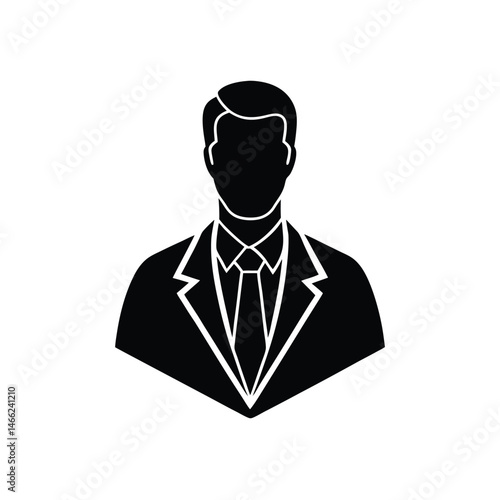 Silhouette of a professional man dressed in a suit and tie representing business and corporate success