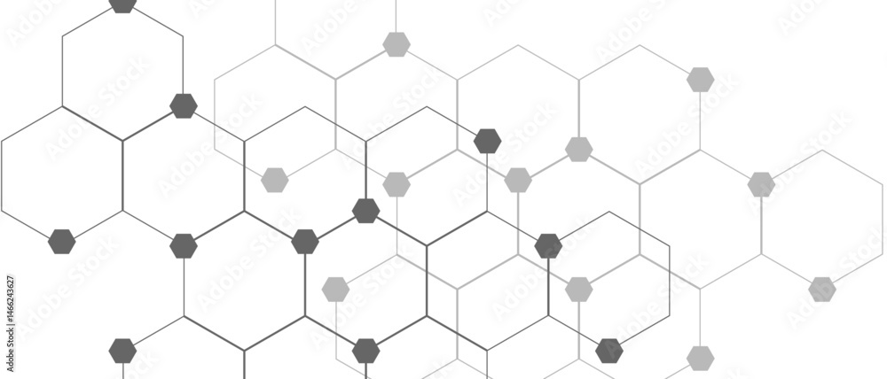 Fototapeta premium Abstract Vector internet cyber connection concept in white background. Geometric white and gray banner design with hexagons. Modern technology design. Vector illustration.