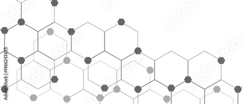 Abstract Vector internet cyber connection concept in white background. Geometric white and gray banner design with hexagons. Modern technology design. Vector illustration.