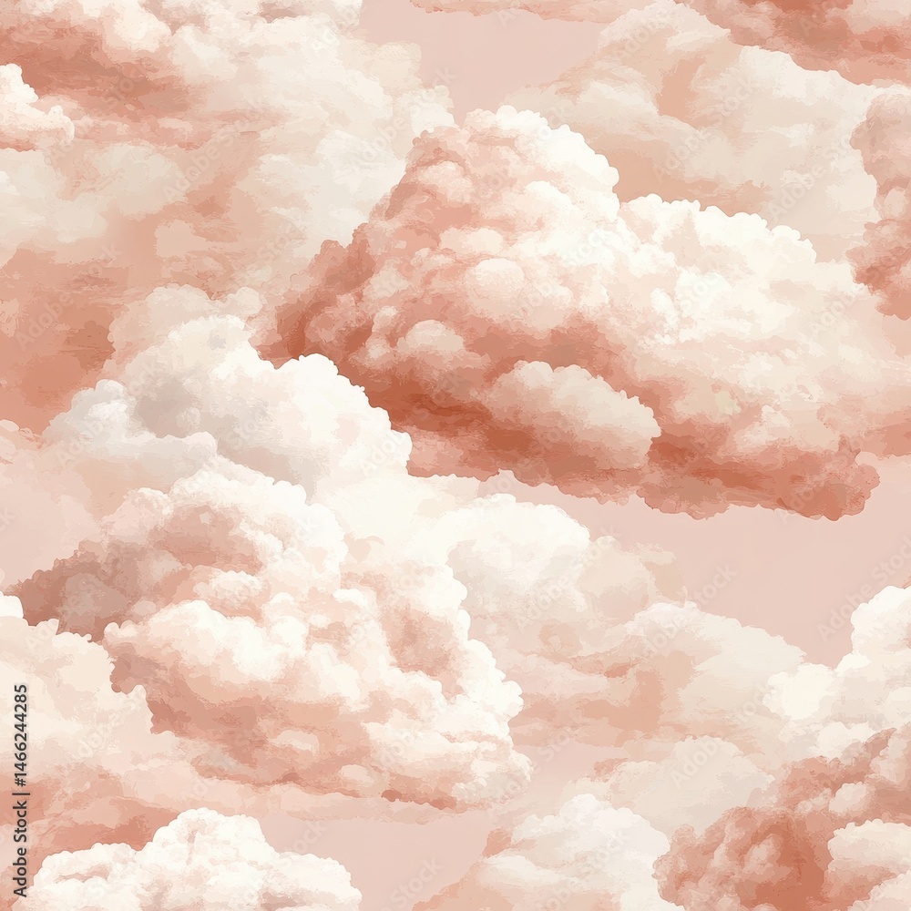 Soft pink and peach clouds, seamless pattern Soft pink and peach clouds, seamless pattern