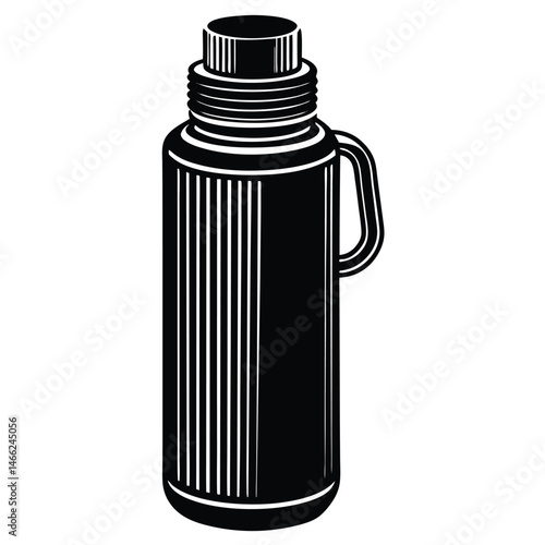 Black thermos bottle vector illustration on white background