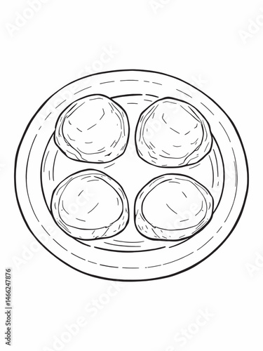 Roasted Potatoes line art drawing of crispy wedges.eps