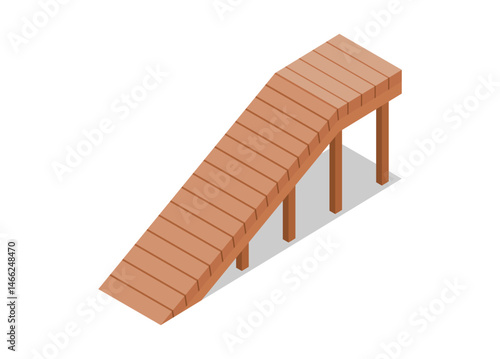 Wooden ramp in isometric view. Simple flat illustration
