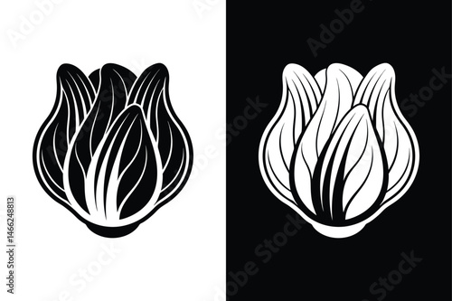 Minimalist Bok Choy Vector. Fresh Leafy Vegetable Illustration