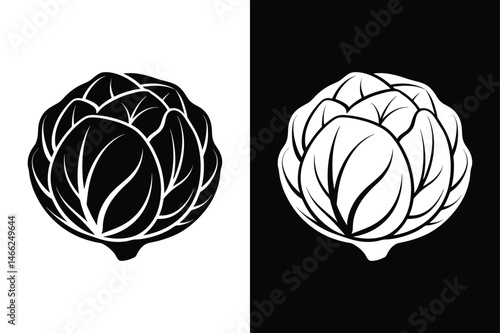 Brussels Sprouts Clipart. Black and White Vegetable Icon