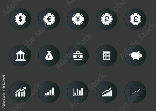 Finance and currency icon set