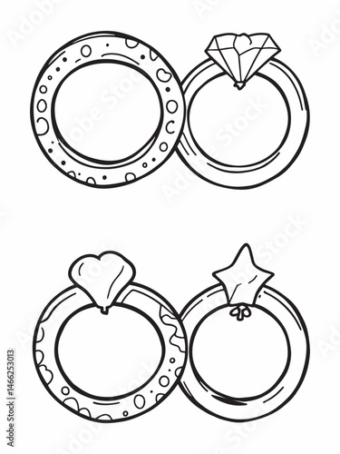 set of 4 pec in two row       Wedding ring   line art on white background (1).eps