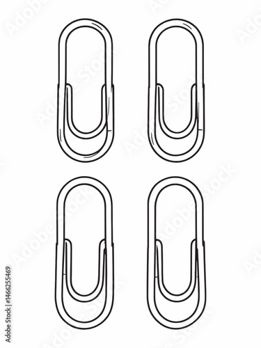 Silver paper clip line art elegant stationery sketch.eps