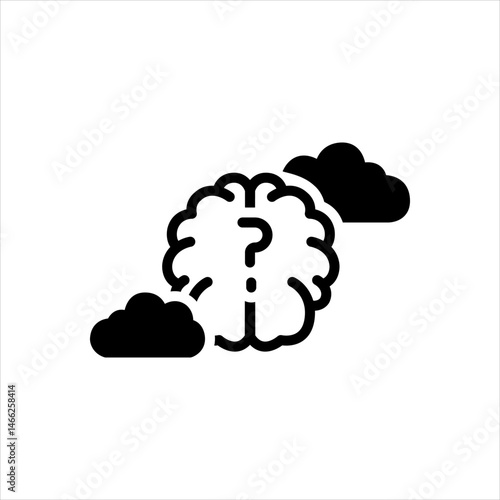 Vector solid black icon for Foggy brain
