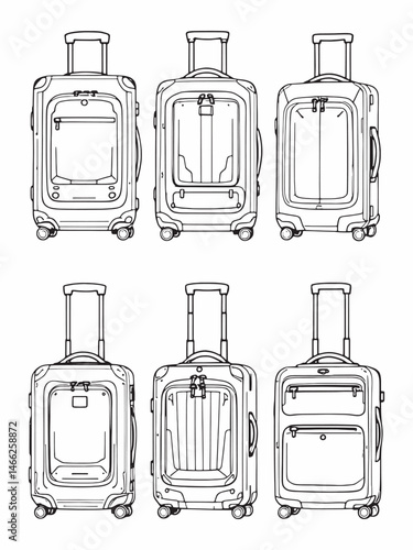 Smart Luggage Auto-Follow line art minimal design sketch.eps