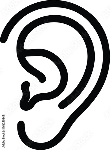 Simple Black Outline of a Human Ear