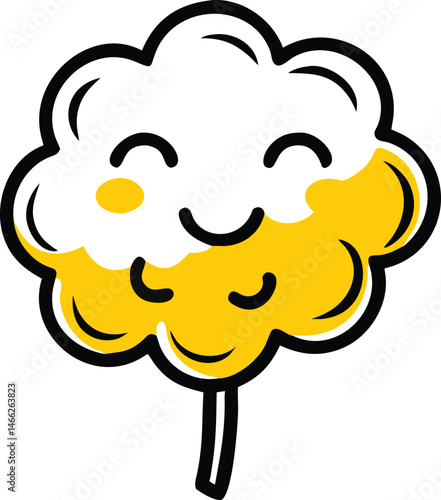 A cute cartoon candy-cloud a fluffy cloud made of pastel a vector illustration of a cloud