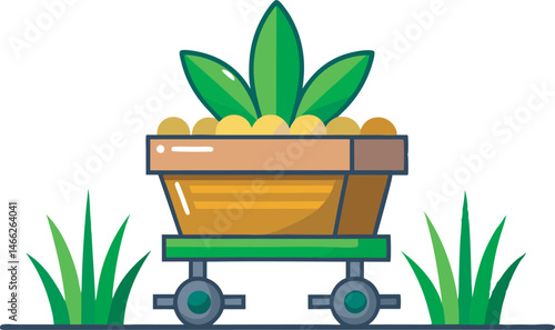 A detailed Seed Planter vector art illustration featuring modern farming equipment sowing seeds in rich soil, ideal for agricultural designs.