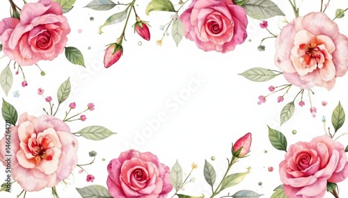 Wallpaper Mural Delicate watercolor roses & leaves, repeating seamlessly, repeat, graphic Torontodigital.ca
