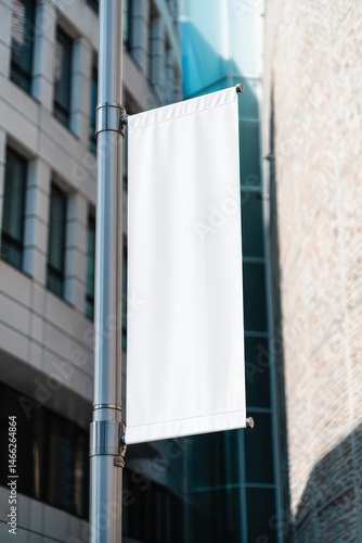 Blank white banner mockup cityscape