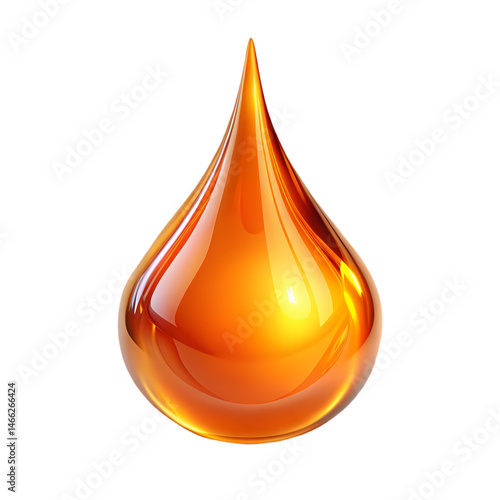 orange drop of oil on a transparent background