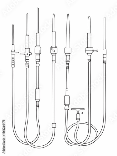 Suction catheter line art simple healthcare graphic artwork.eps