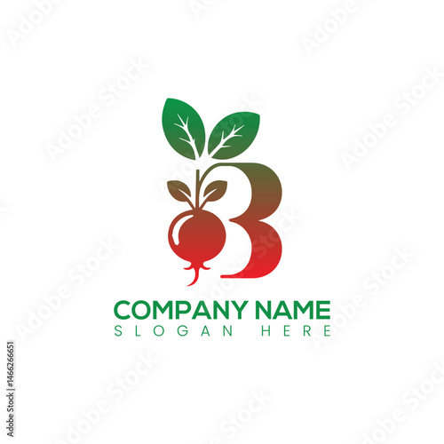 Letter B beetroot logo design 