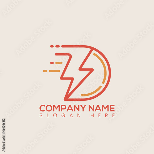 Letter d electric logo, 