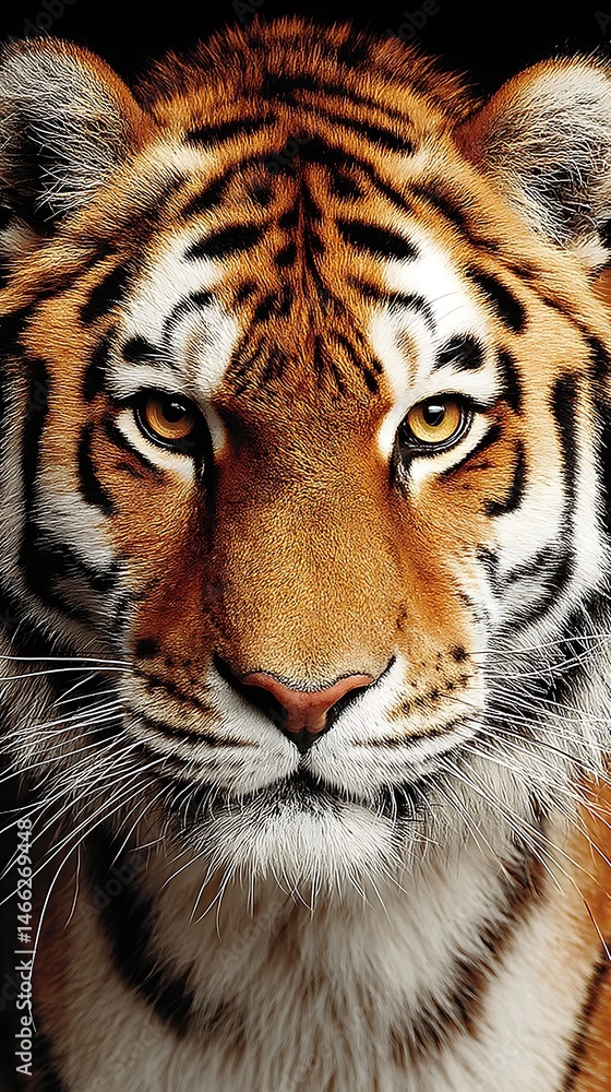 Naklejka premium Tiger Portrait in Dark Studio