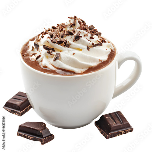 Cup of hot chocolate topped with whipped cream